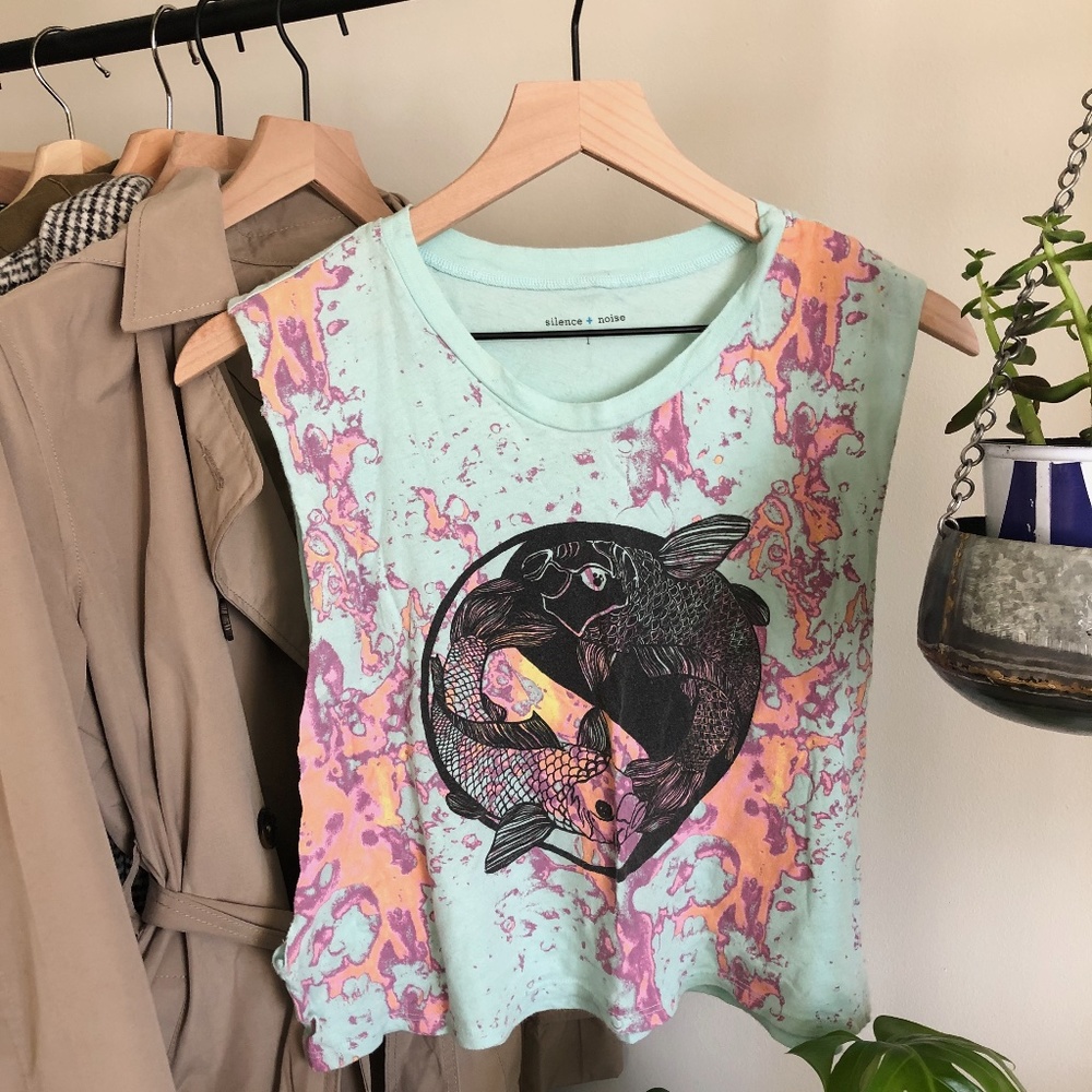 Cropped Graphic Muscle Tank Top from UO